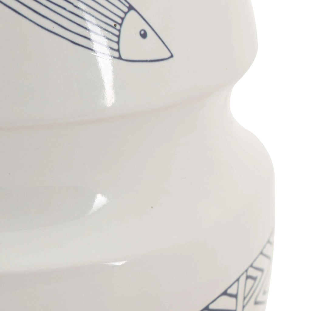 Aurel, Vaso Disegni con Pesci, Bianco