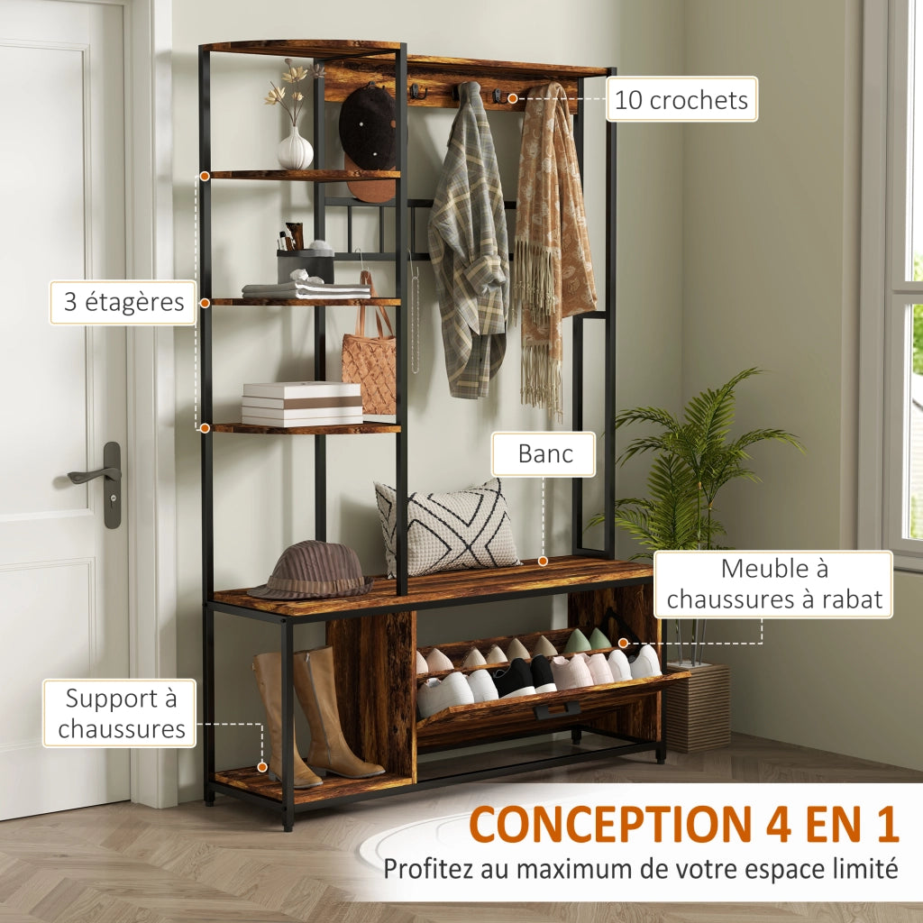 Armadio appendiabiti con ripiani e gancio ¨C Minimal ¨C marrone 90x51x50