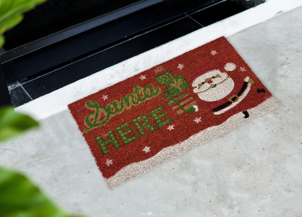 Zerbino Natale Cocco Ingresso Casa Esterno Antiscivolo Natalizio Fortuna Santa Here