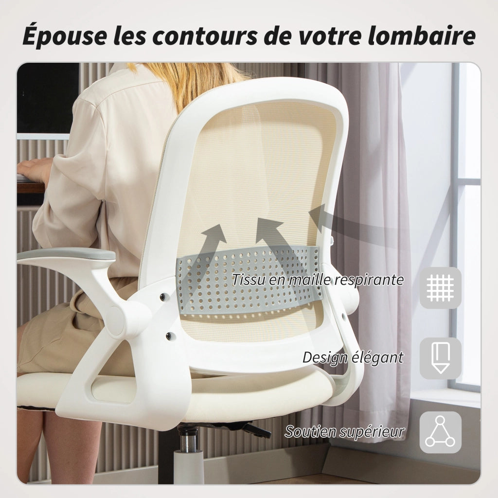 Poltrona da ufficio ergonomica ¨C zephmum ¨C rete grigia, braccioli regolabili, altezza regolabile