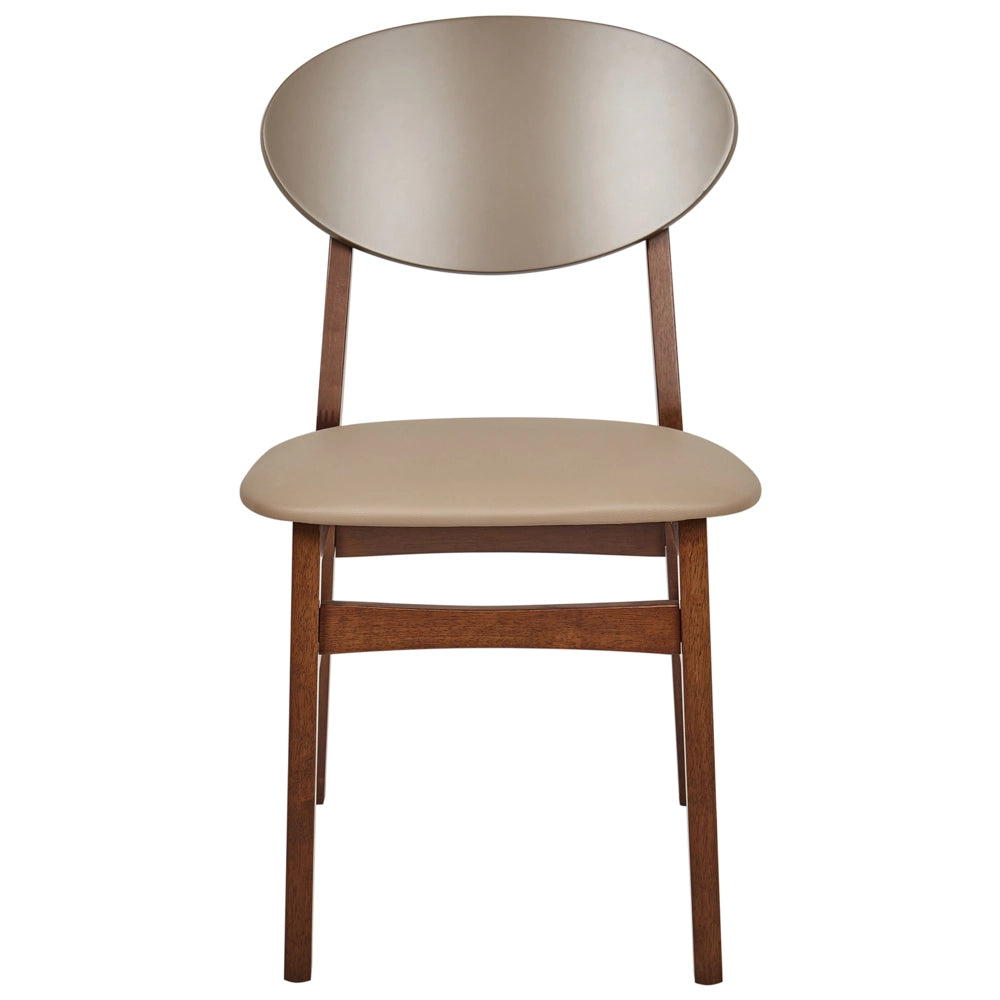 Set di 2 sedie da pranzo Struttura in legno di gomma scuro Seduta in ecopelle marrone Senza braccioli Design scandinavo