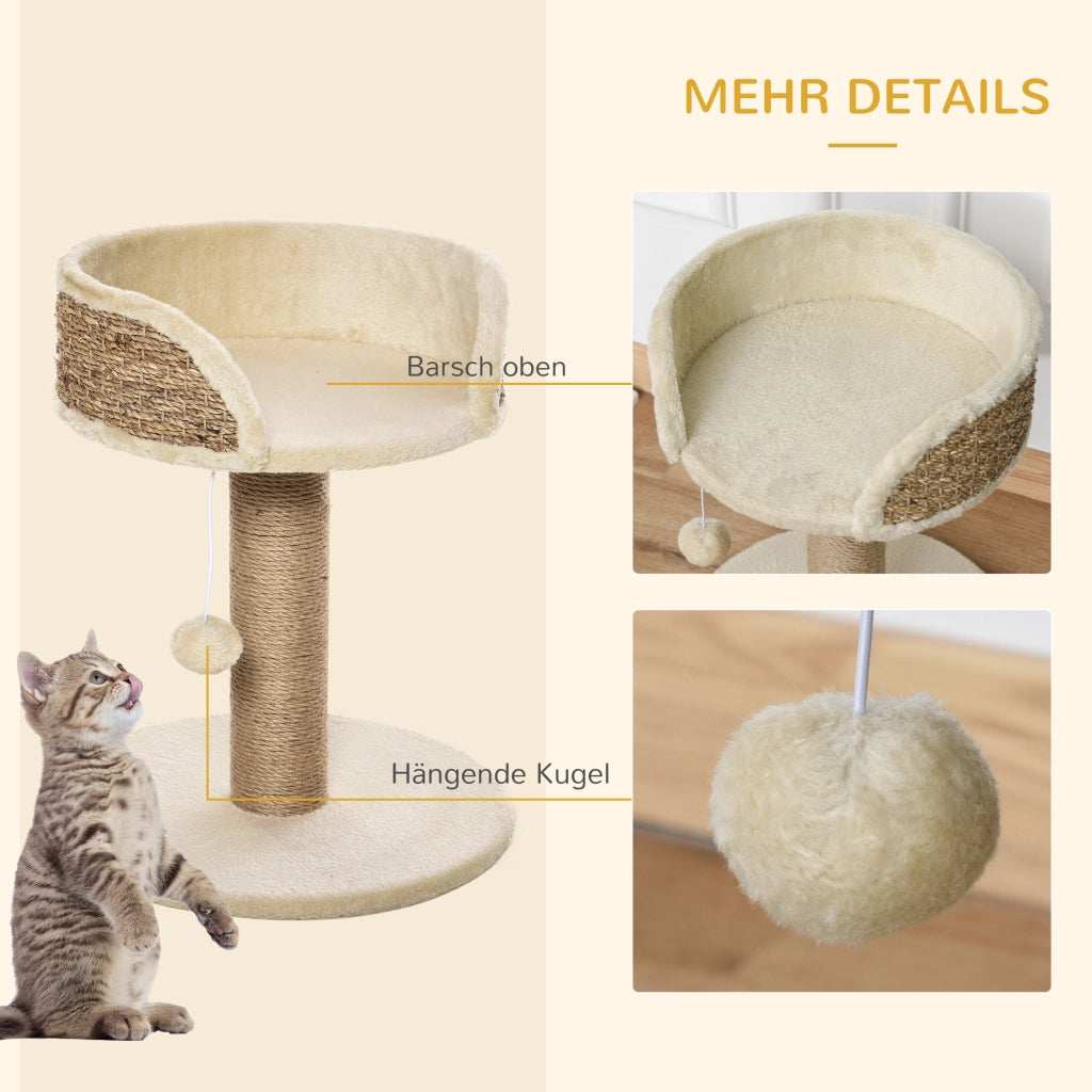 Letto per Gatti con Cuscino ¨C Zephmum ¨C Naturale e Beige 40x40x49 cm