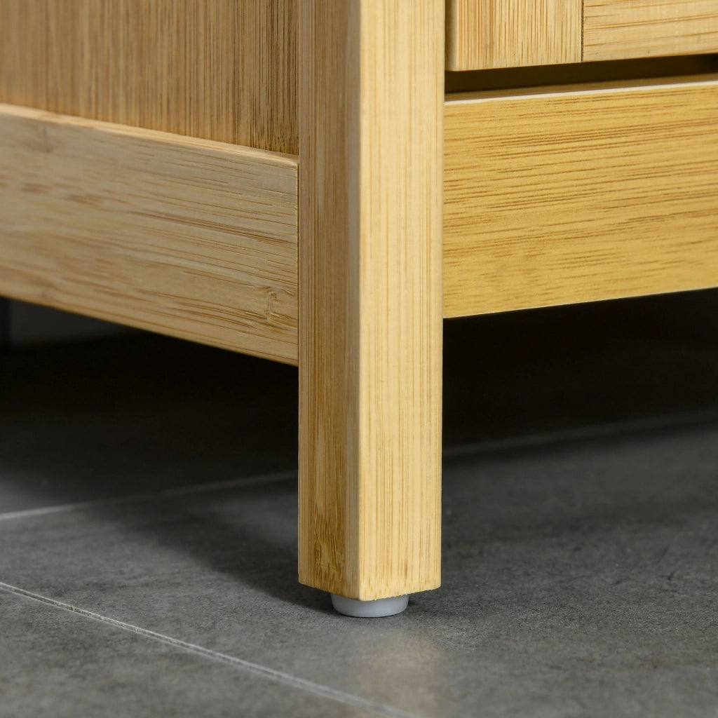 EasyComfort Mobiletto Bagno con Cesto Multiuso per Bucato e Giocattoli, in MDF e Bambù, 40x30x86.5cm