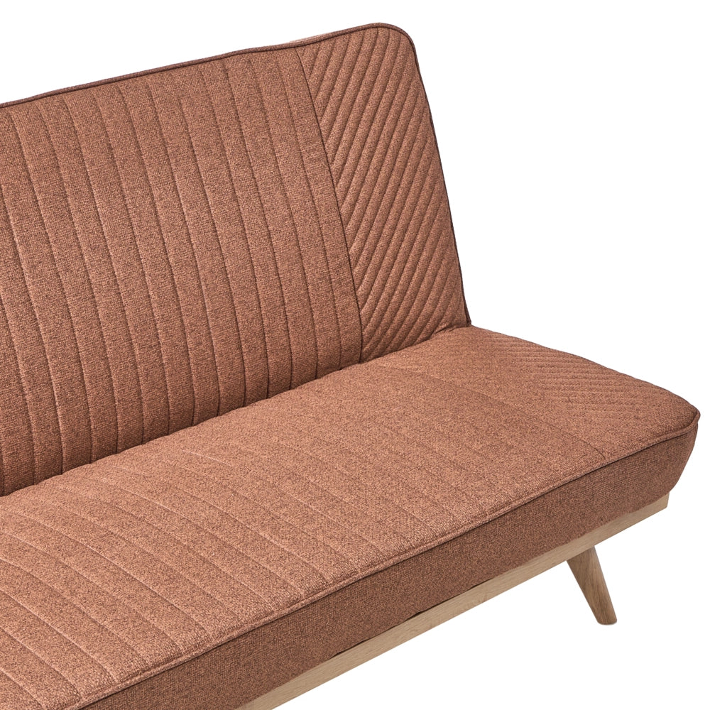 Divano letto Marrone Dorato Rivestimento in tessuto Gambe in metallo 2 posti Seduta con schienale imbottito Design moderno Senza braccioli