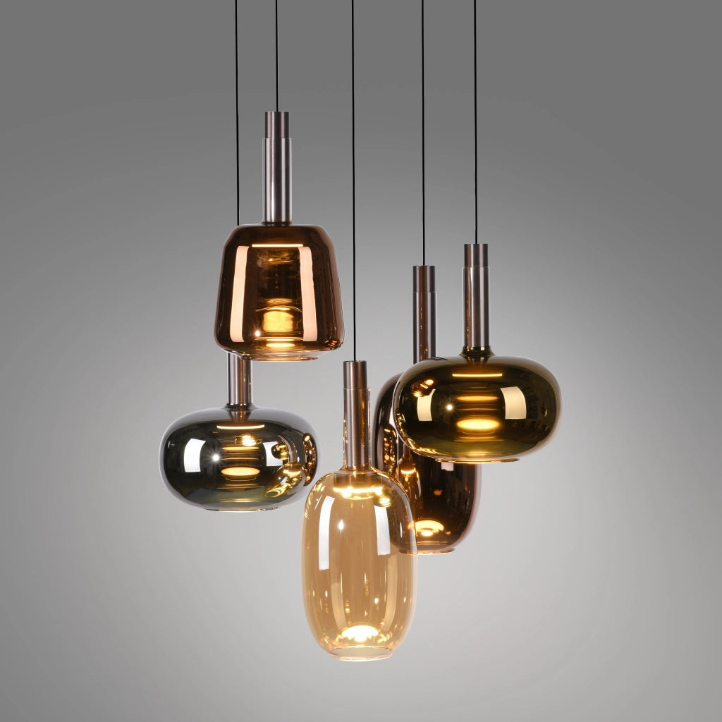Lampadario rotondo Art Déco 5 luci LED Paul Neuhaus