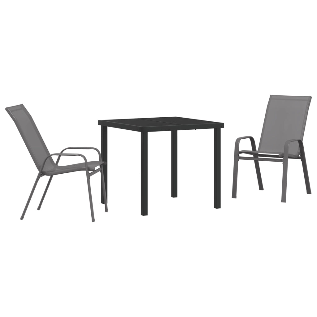 Set pranzo giardino  3 pezzi grigio Textilene e acciaio