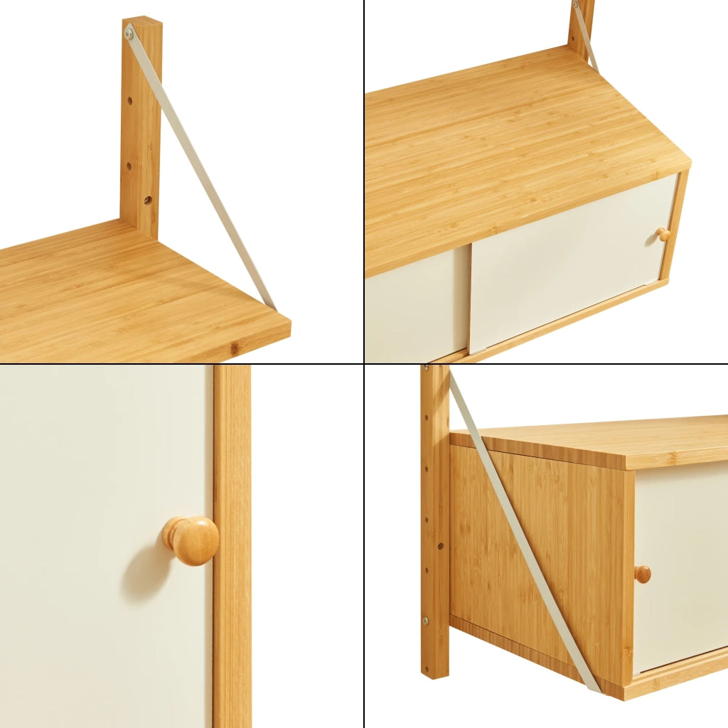 Scaffale dal design senza tempo per soggiorno/camera da letto mobiletto portaoggetti da parete 85 x 65 x 34 cm bambù naturale 03_0011297