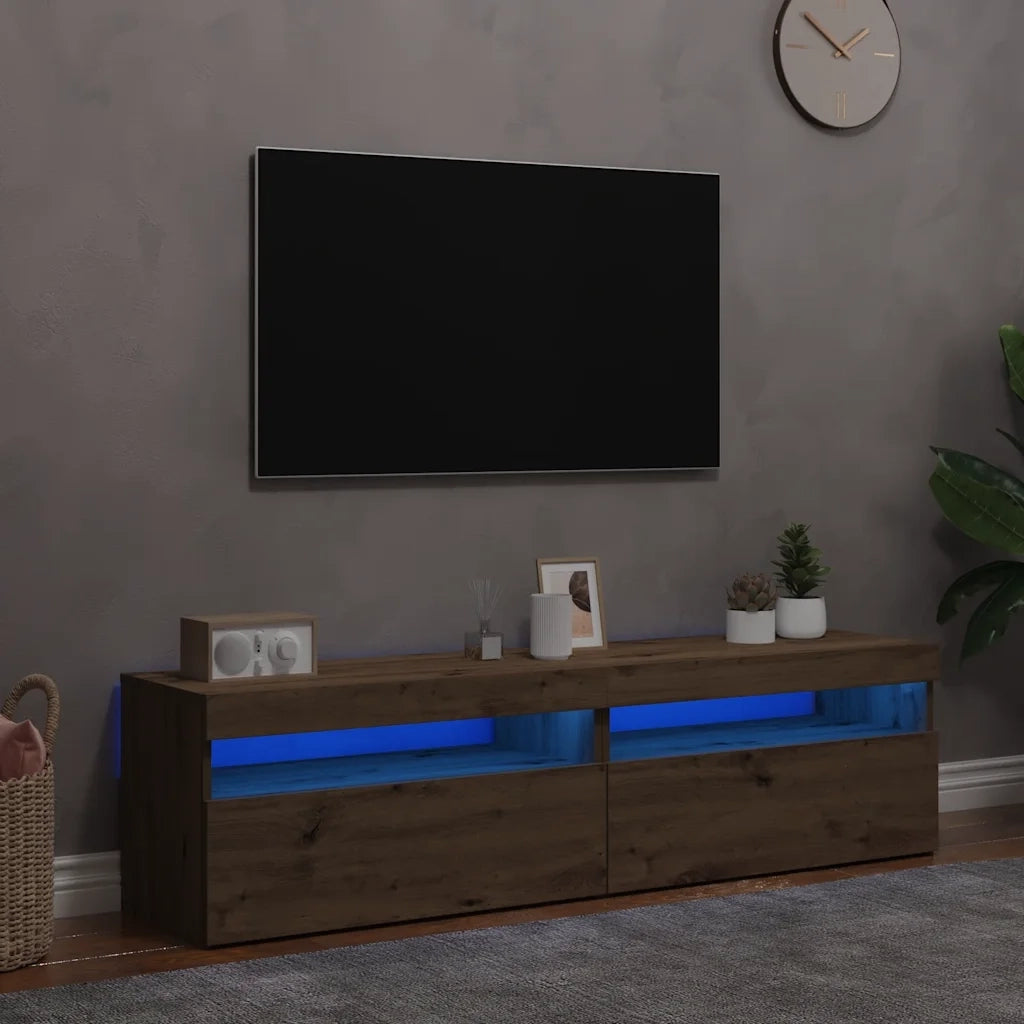 vidaXL Mobili Porta TV con LED 2 pz Artigianale in Legno Multistrato