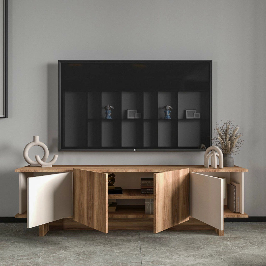 Clusone, Mobile Porta tv un Ripiano, 180x33x50h cm Beige