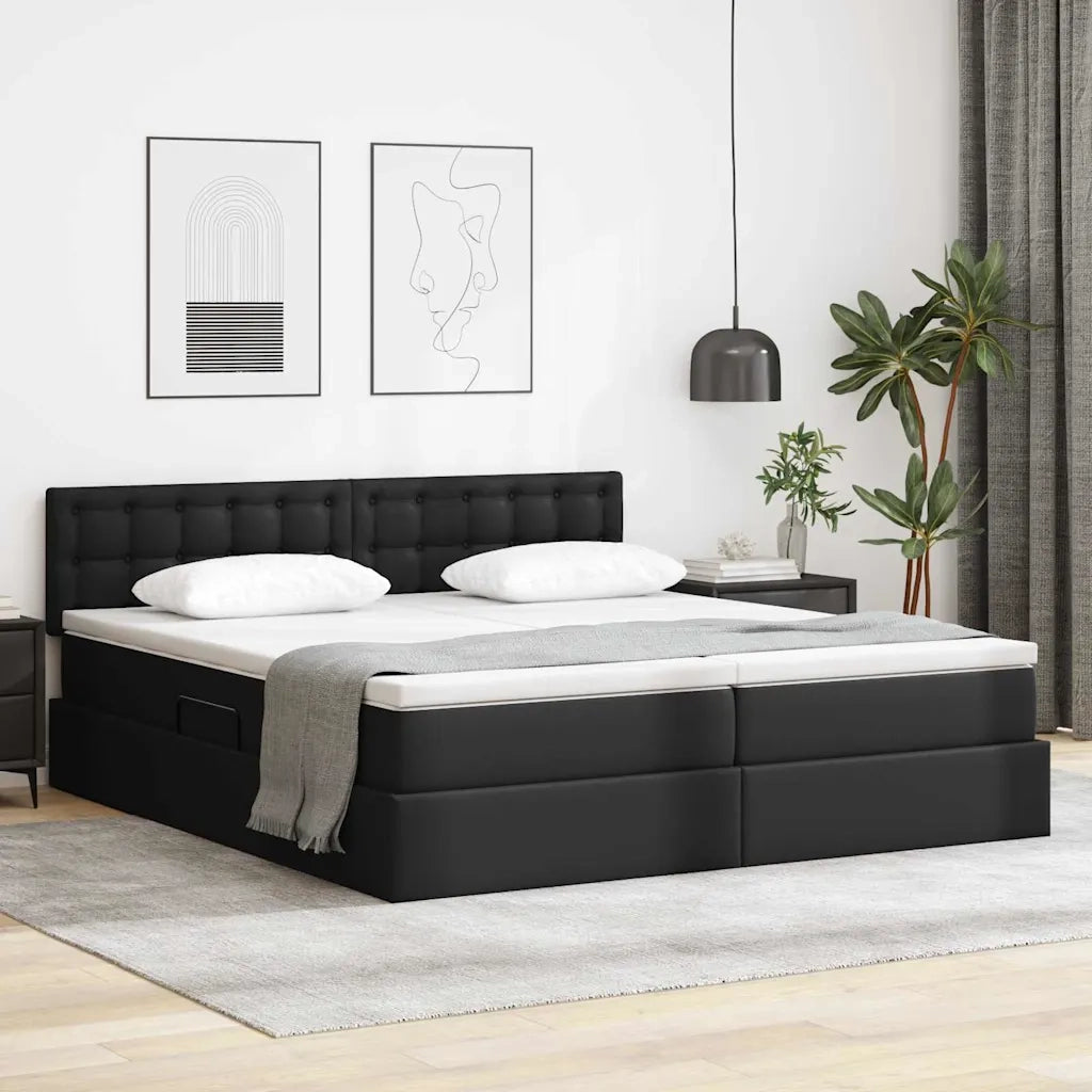 Letto con Contenitore Nero 180 x 200 cm Pelle Sintetica