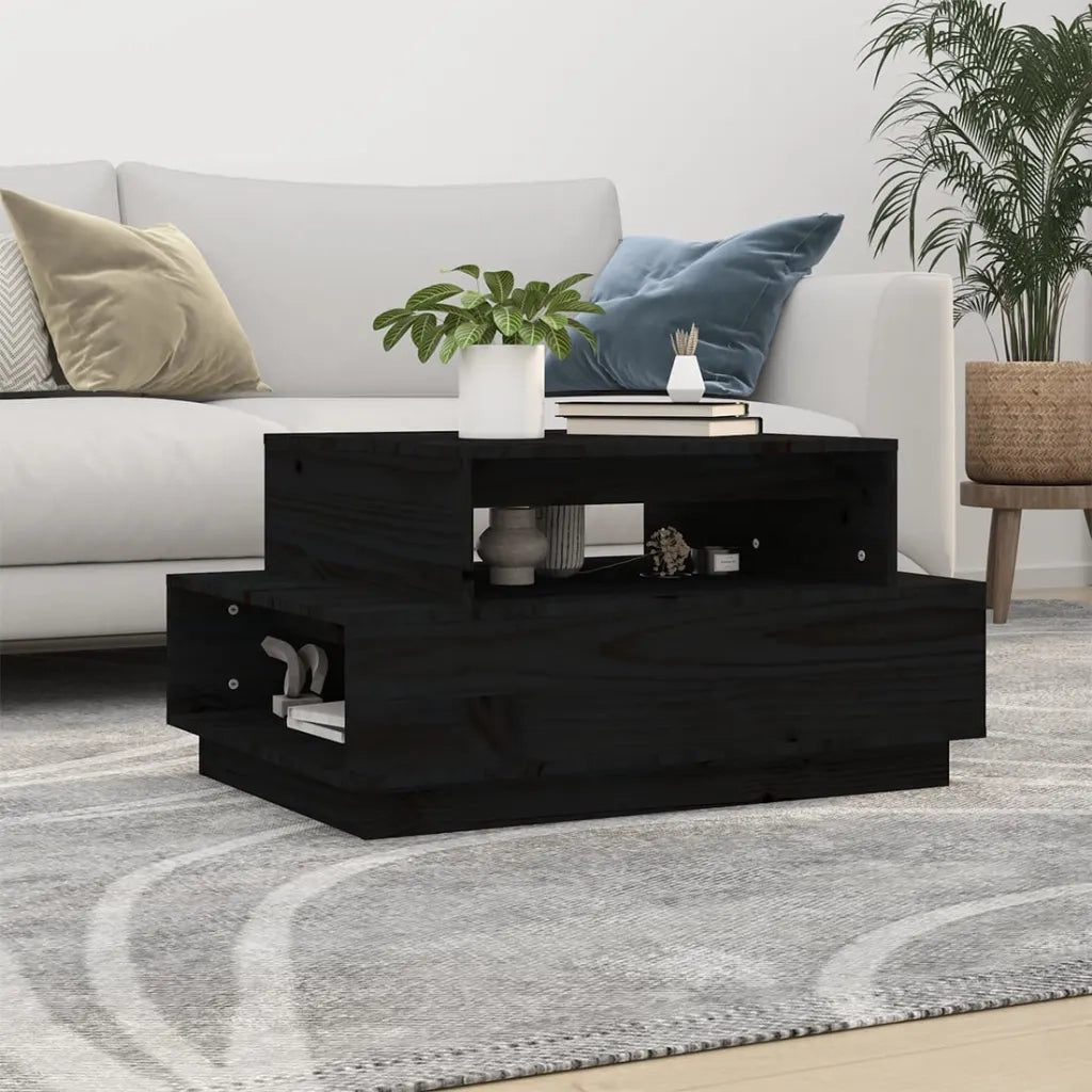 Tavolino da salotto | Tavolino da caff¨¨ | Tavolino da Soggiorno Nero 80x55x40,5 cm Legno Massello di Pino