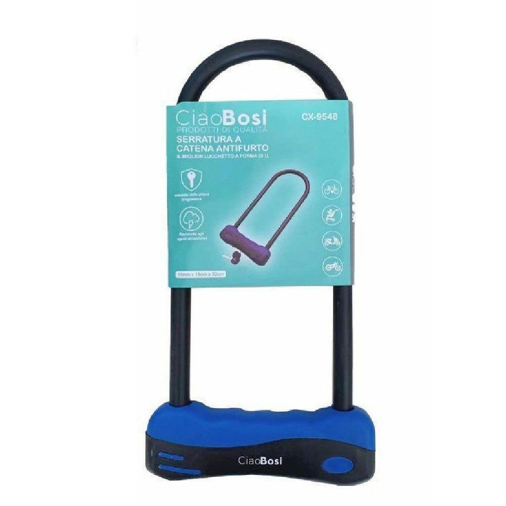 Trade Shop - Lucchetto Catena Catenaccio Acciaio Forma U Per Bici Bicicletta Moto Mtb Cx-9548 -