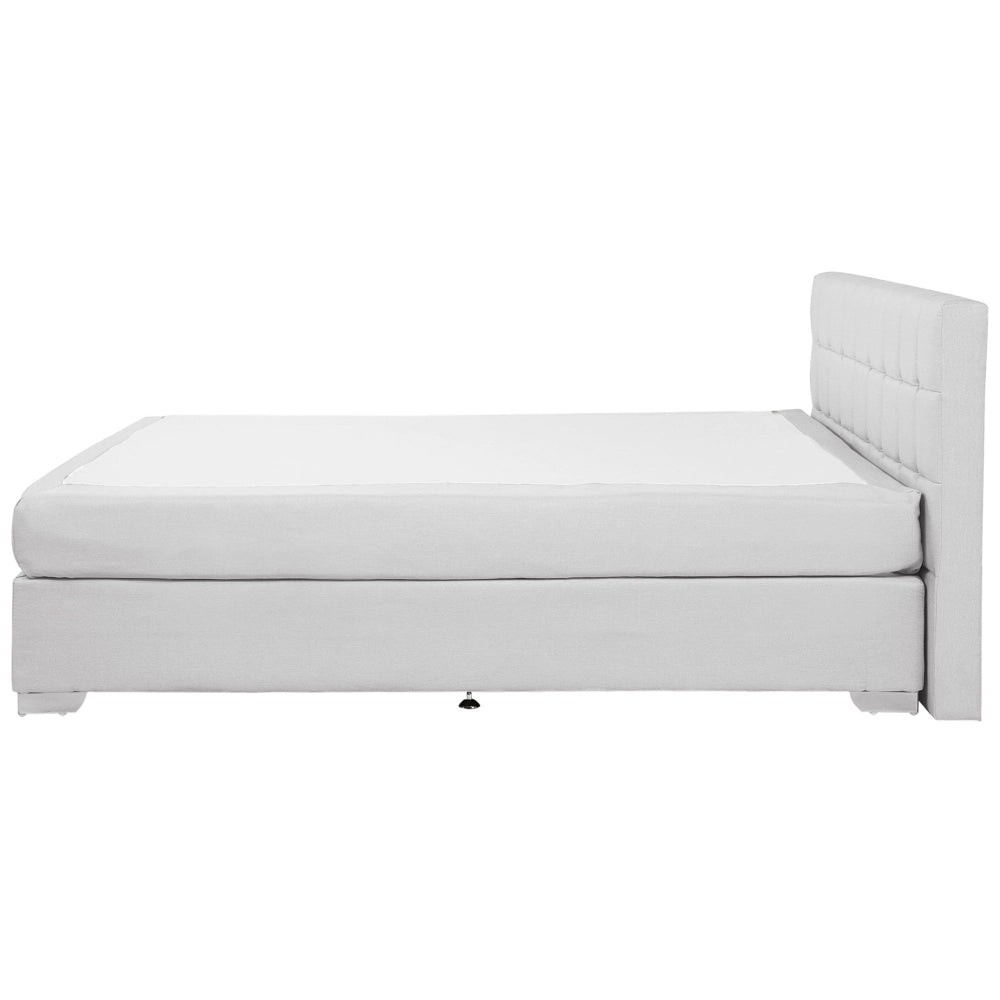 Divano letto 180 x 200 cm Struttura imbottita in tessuto grigio con testiera trapuntata e materasso