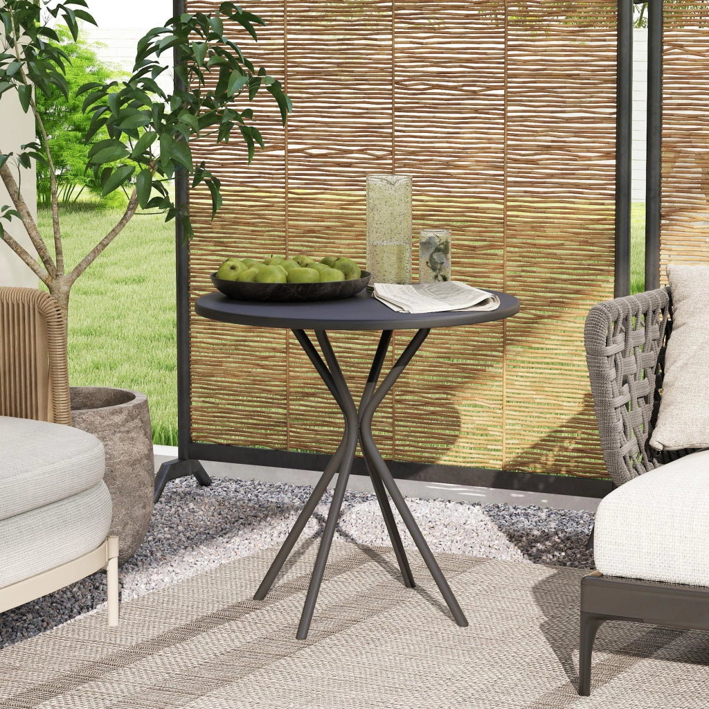 Tavolo da giardino rotondo ¨C zephmum ¨C nero, acciaio, ?60 cm