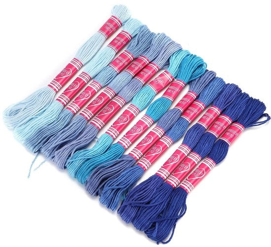 Set di fili per cucito colorati - 12 fili - Polyester - Aghi per cucito - Bracciali di amicizia - Regali per hobby - Robustezza e lucentezza