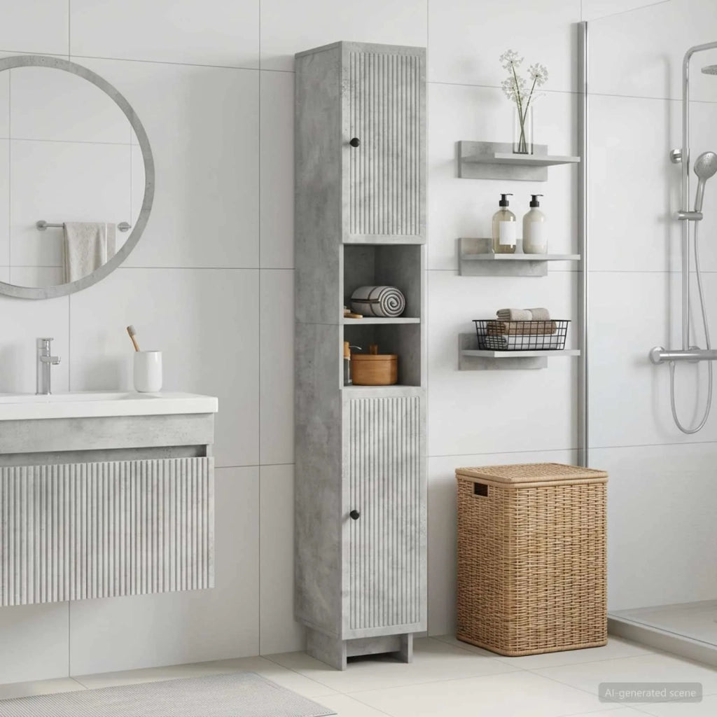 Armadio da Bagno con Ripiano Aperto EDE Grigio Cemento 895938