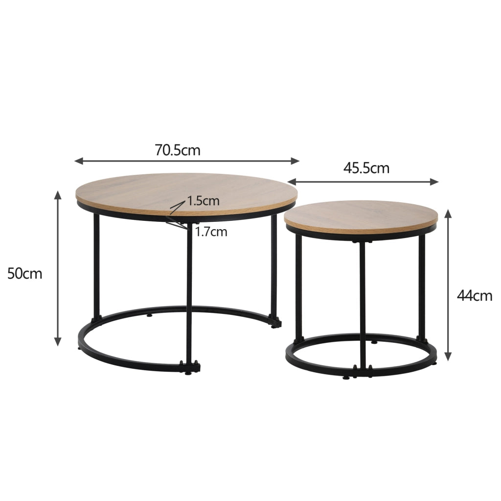 Set di tavolini da caffè; design impilabile moderno; MDF; colore naturale