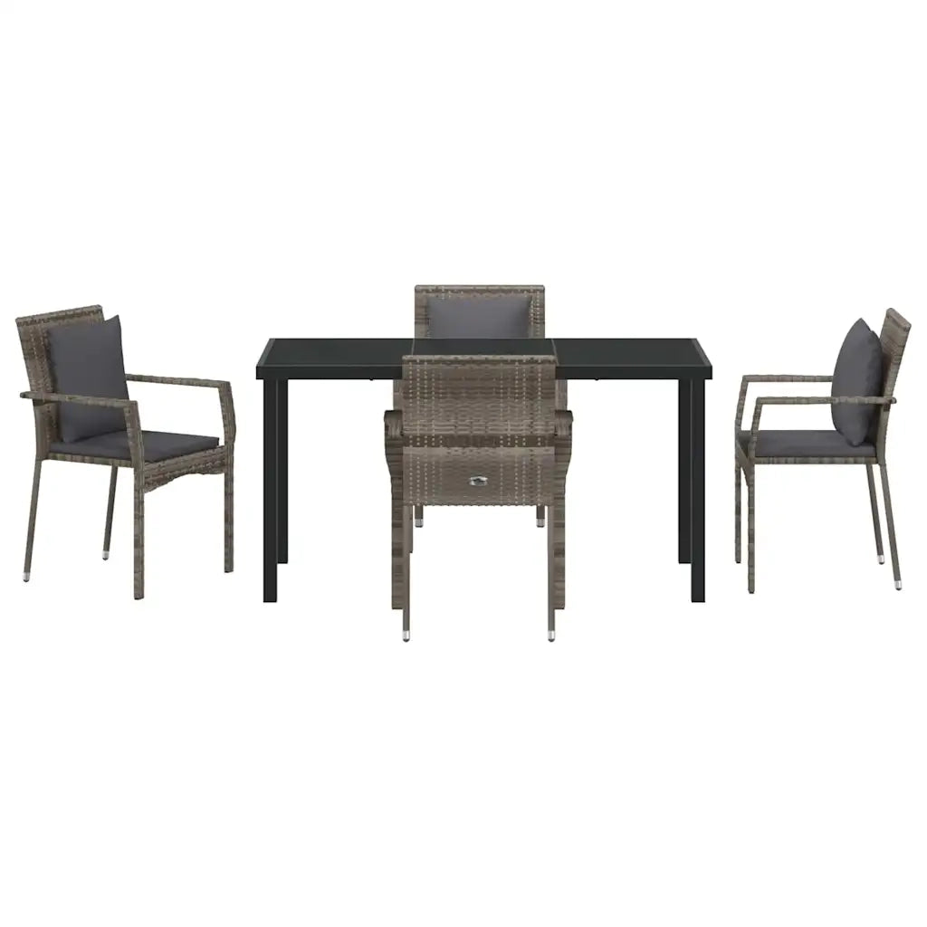 Set da Pranzo per Giardino con cuscino 5 pcs Grigio polyrattan 3380087