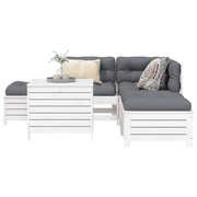 Set Divani da Giardino 6 pz Bianco in Legno Massello di Pino 3250697