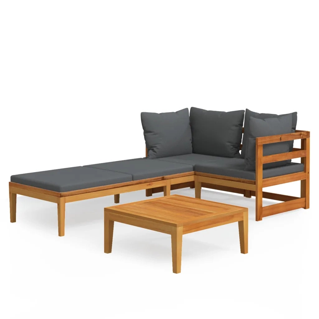 Set Divani Giardino 3 pz con Cuscini Grigio Scuro Legno Acacia 3087279