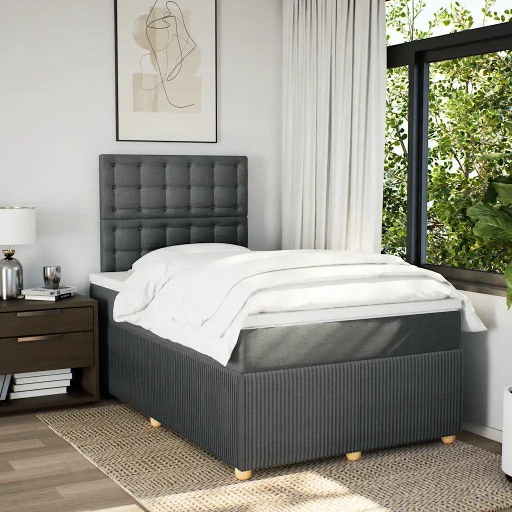 Giroletto a Molle con Materasso Grigio Scuro 120x200 cm Tessuto 3292038