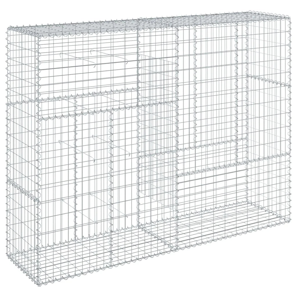 Gabbione recinto a gabbia muro di contenimento con coperchio 200 x 50 x 150 cm ferro zincato argento 02_0040144