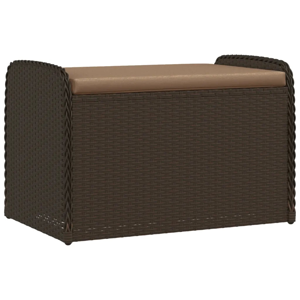 Cassapanca con Cuscino-Baule-Panca con ContenitoreMarrone 80x51x52 cm in Polyrattan