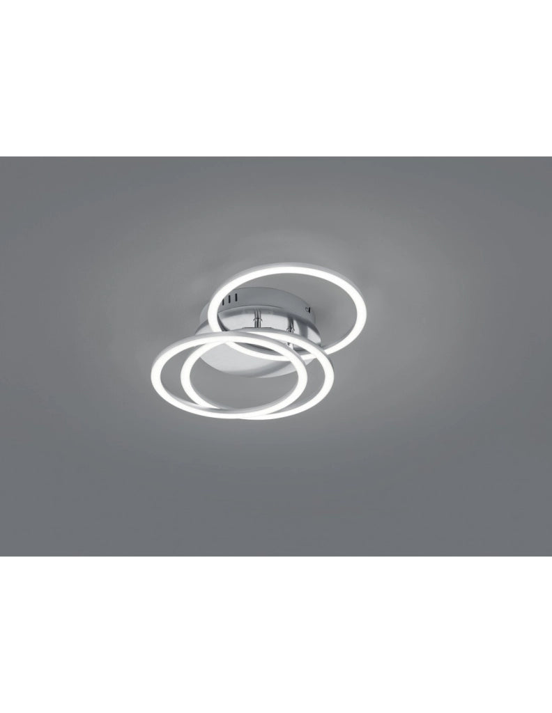 Plafoniera 3 Anelli Orientabili Led Dimmer Circle Nichel Trio Lighting