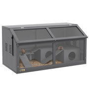 Gabbia per criceti in legno ¨C Xylo ¨C con ponte sospeso, scale, casetta, 84x45x44 cm, grigio
