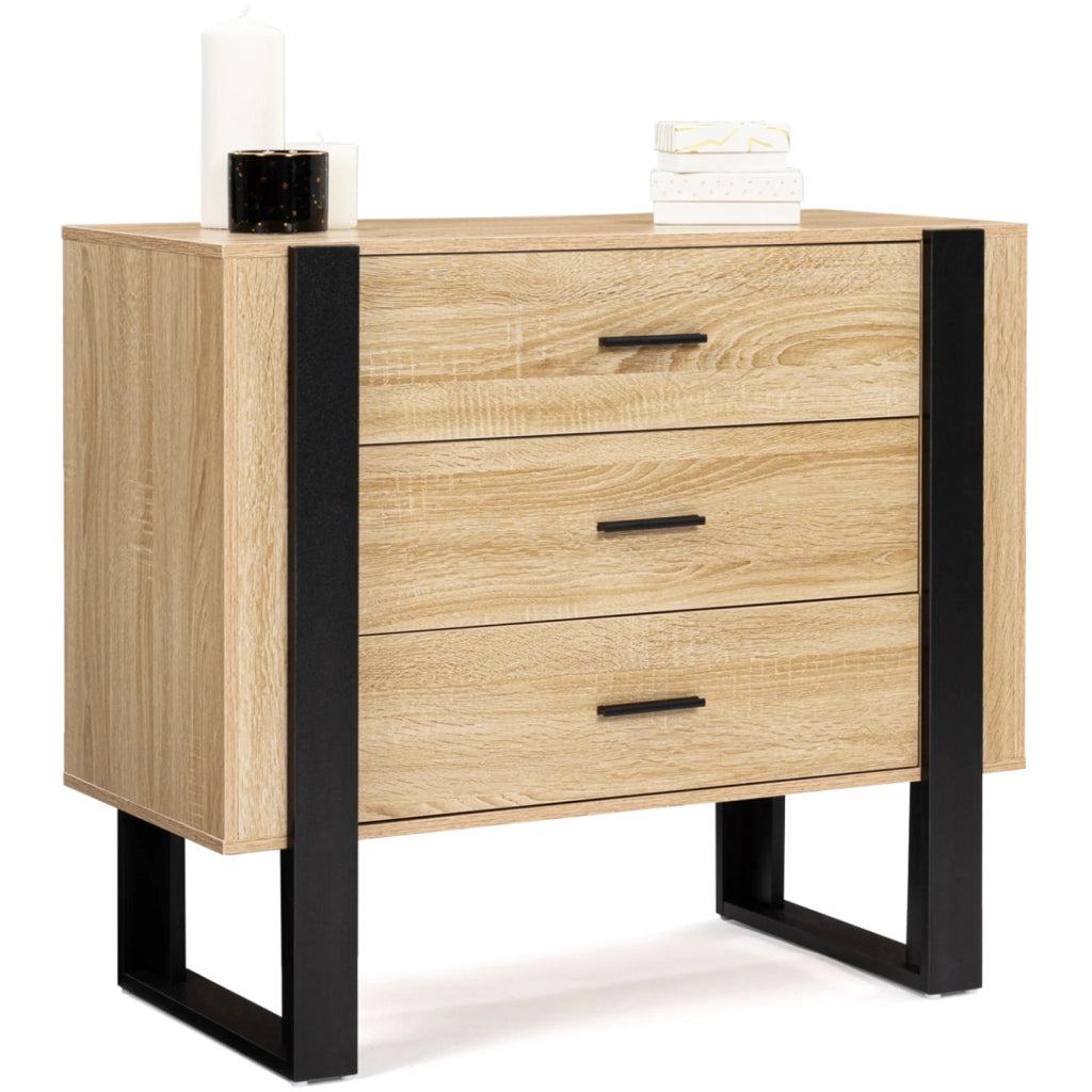 IDMarket - Cassettiera a 3 cassetti PHOENIX in legno e nero