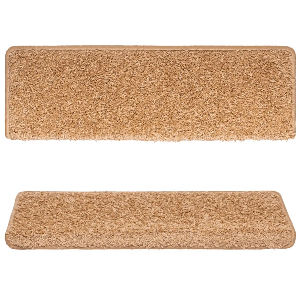 Tappetini per scale 15 pz 65x21x4 cm Beige Bordo rettangolare 134577