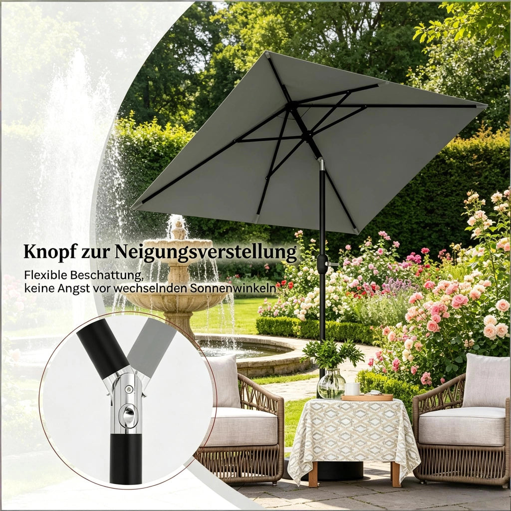 Ombrellone da balcone inclinabile con manovella e telo ventilato in metallo e poliestere grigio scuro 206 × 135 cm