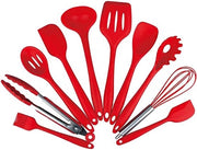 Set di accessori in silicone per cucina completo da 10 pezzi, con superficie resistente al calore e antiaderente.