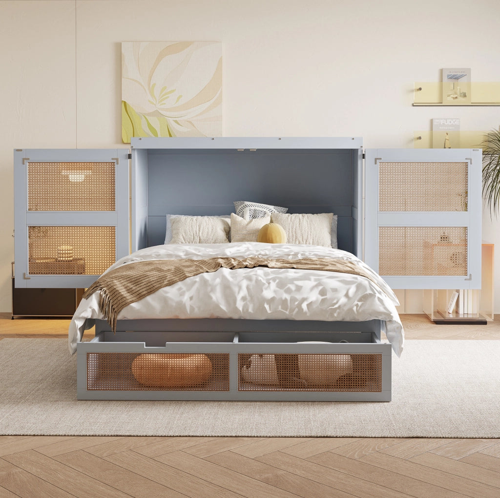 Letto a scomparsa 140x200 cm salvaspazio in legno