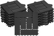 Pavimenti da Esterno Balcone/Giardino/Terrazza Piastrelle ad Incastro in WPC, Legno Composito Antracite (22 Pannelli / 2 ㎡)
