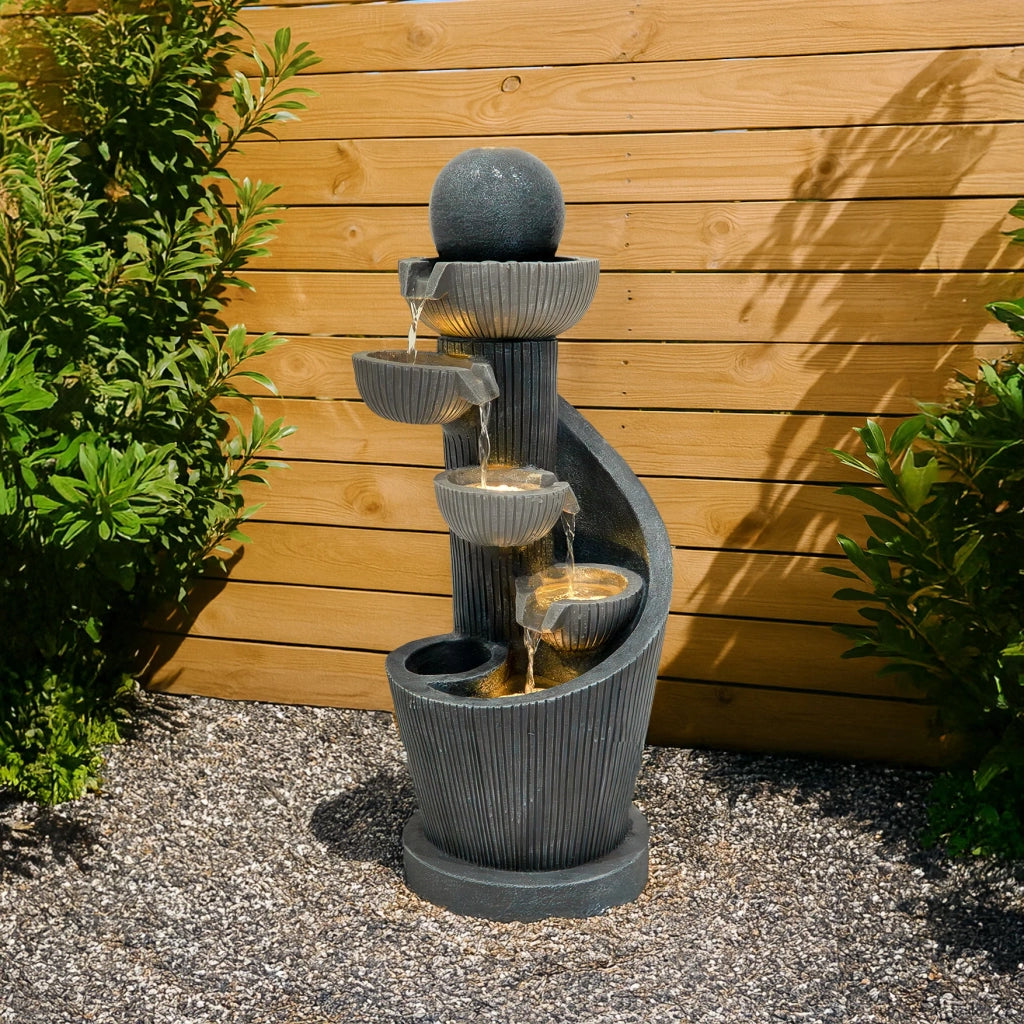 Fontana da Giardino Elettrica con LED e Cascata – Spiral Springs