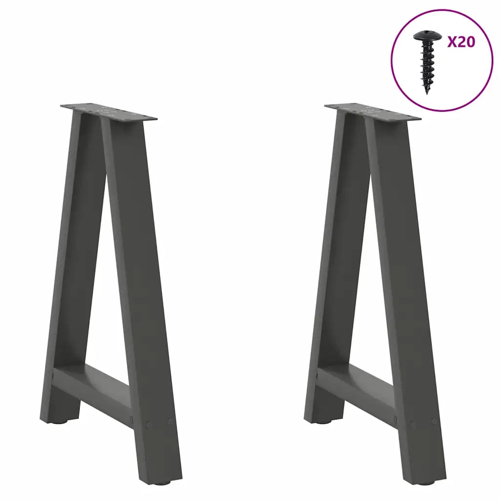 Gambe per tavolo da pranzo a forma di A 2 pz Antracite 50x(72-73) cm Acciaio
