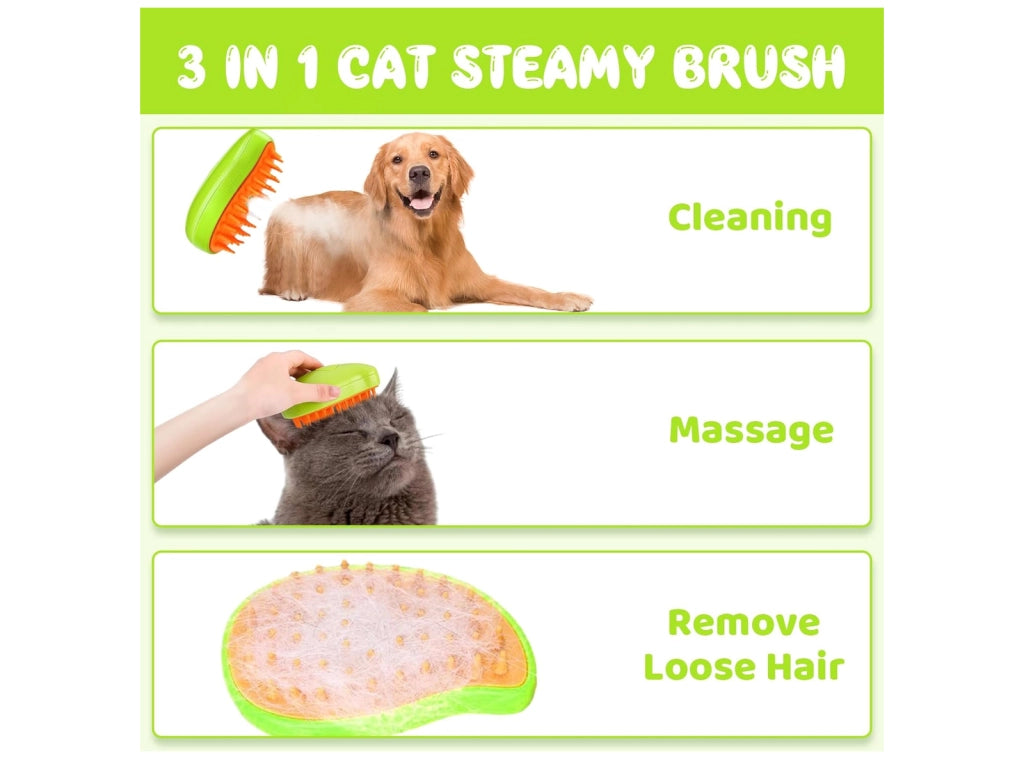 Spazzola per Cani e Gatti 3 in 1 Autopulente a Vapore per Massaggi Spazzola per la Cura degli Animali Domestici