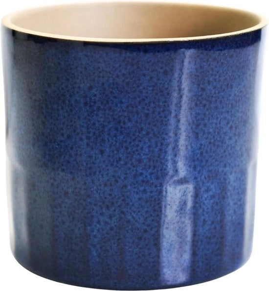 Ciotola per Piante in Ceramica Blu, 17cm di Altezza x 15cm di Diametro