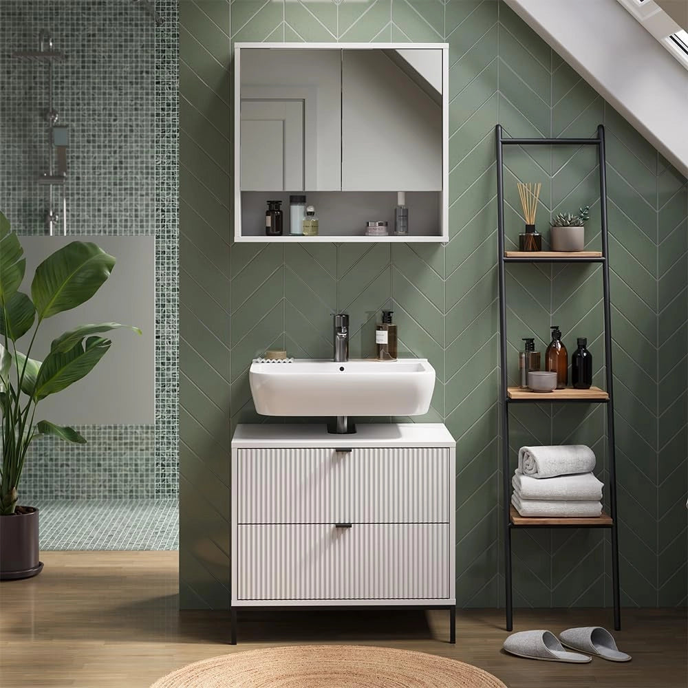 Mobile sottolavabo per bagno Eliza, Quercia vichinga, 70 x 63 cm Con 2 cassetti estraibili
