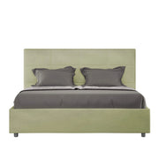 Letto una piazza e mezza con rete imbottito 130x200 microfibra tè verde Mika