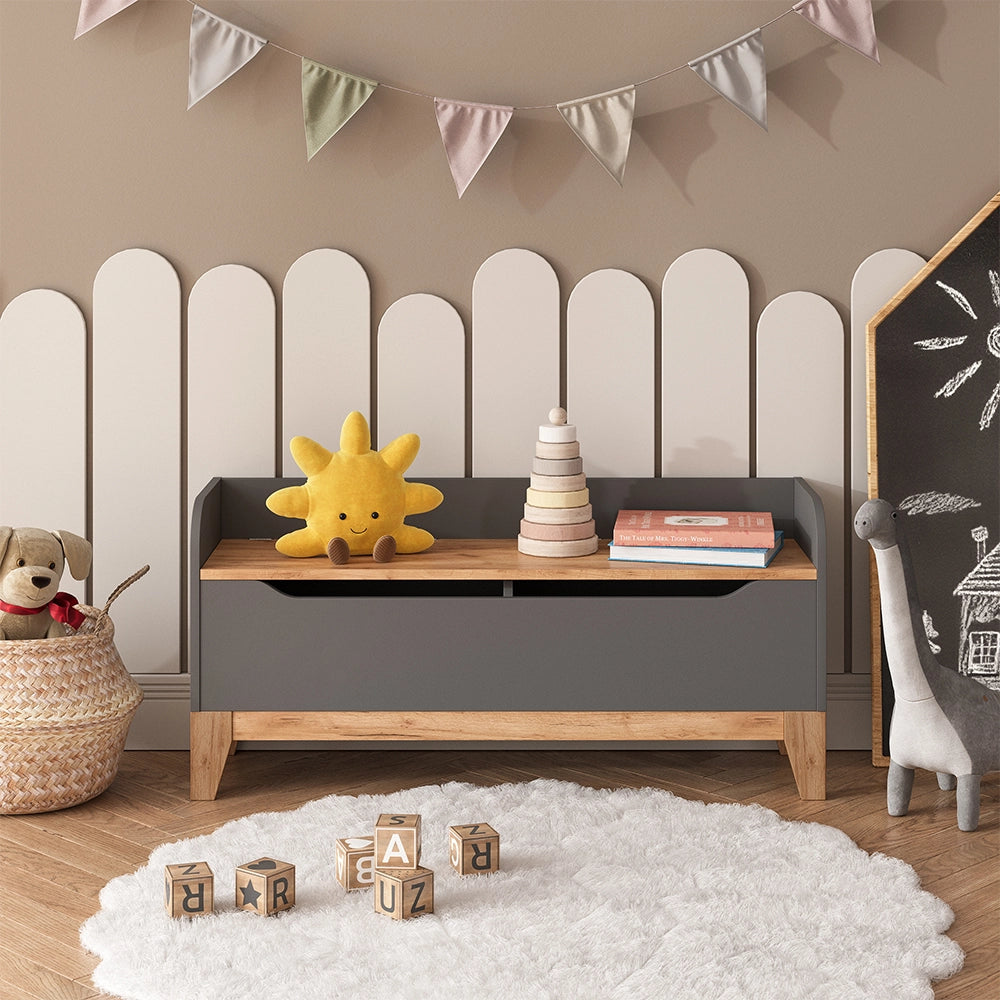 Vitalispa Cassapanca per giocattoli Grigio/Artisan 107.2 x 50 cm con sedile