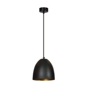 Sospensione 1 Luce Reartù In Acciaio Nero A Cupola Nero E Oro