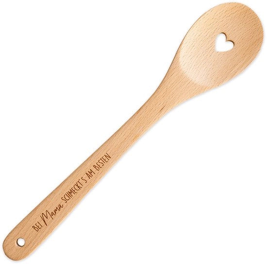 Drago di carta cucchiaio di legno con cuore per la mamma - con incisione "A casa di mamma è sempre il meglio" - regalo straordinario per la mamma