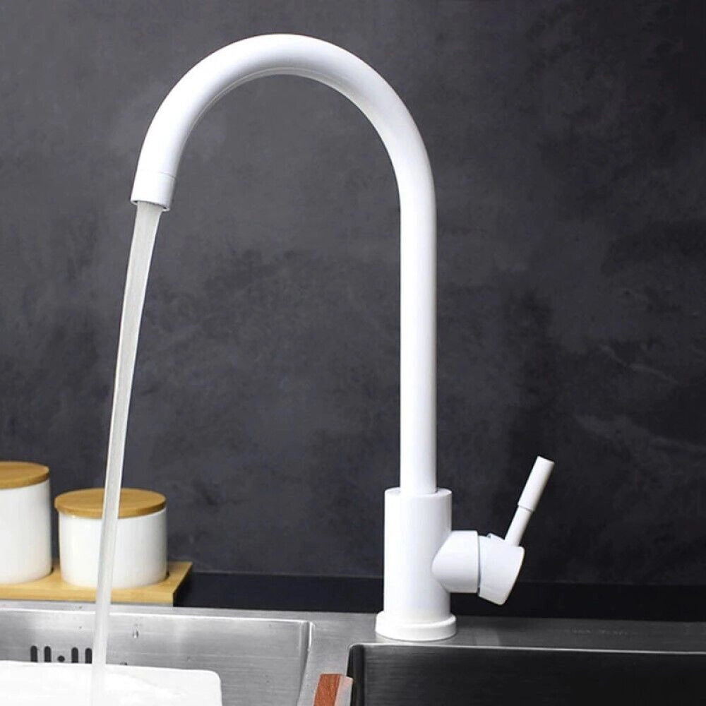 Miscelatore rubinetto monocomando per lavabo cucina canna alta bianco 79830