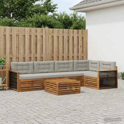 Set di divani da esterno 6 pz Naturale e Grigio Chiaro 3383384
