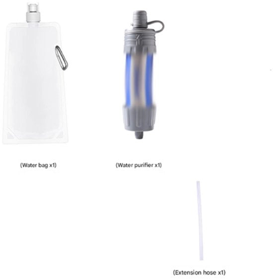 Filtro d'acqua portatile per emergenze all'aperto, filtro d'acqua personale per campeggio e attività all'aperto