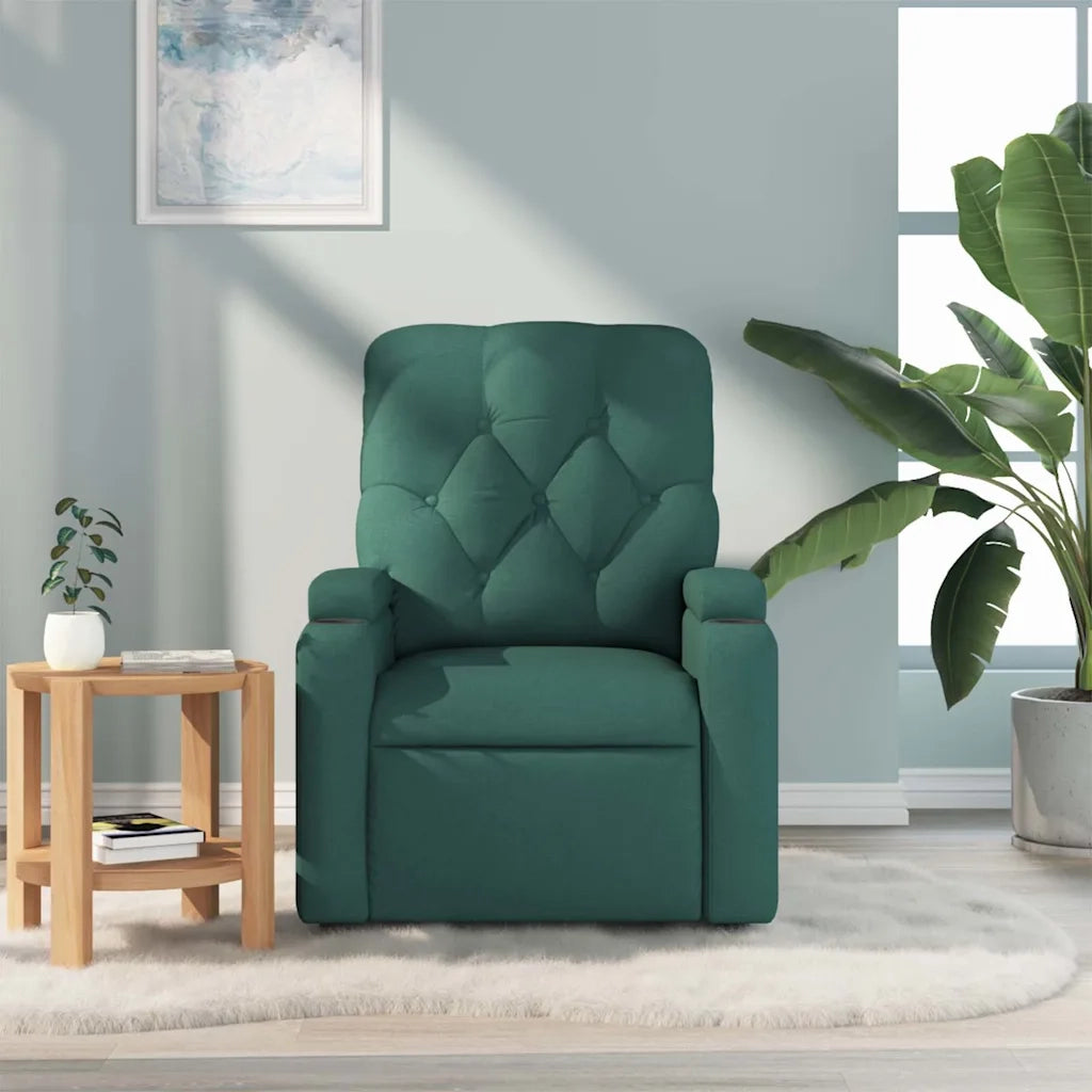 Divano Sedia-Poltrona Massaggiante Reclinabile Verde Scuro in Tessuto 658385