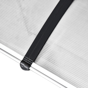 Pensilina Tettoia 122x89x24 cm in Policarbonato PP e Alluminio Nera e Trasparente