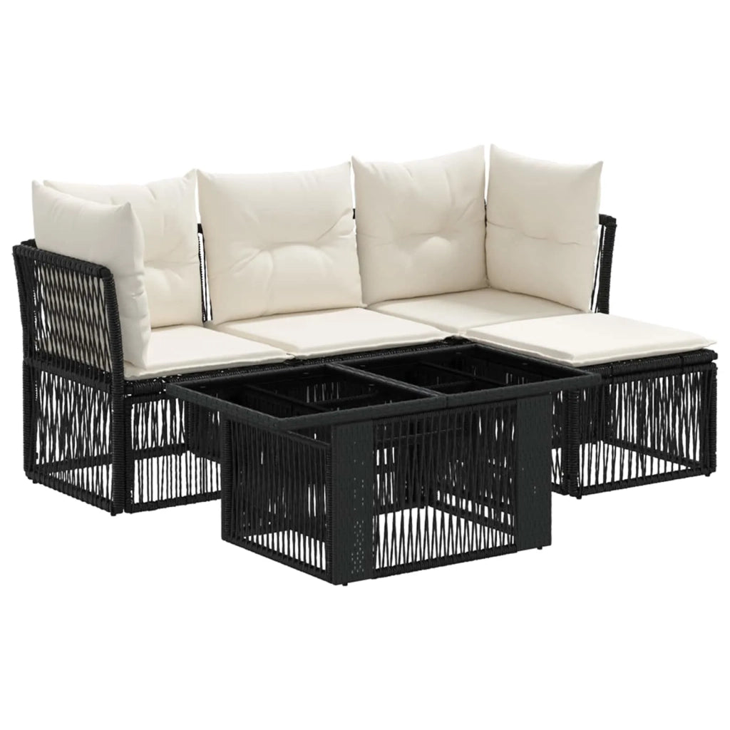 Set Divano da Giardino 5 pz Nero polyrattan 3436456